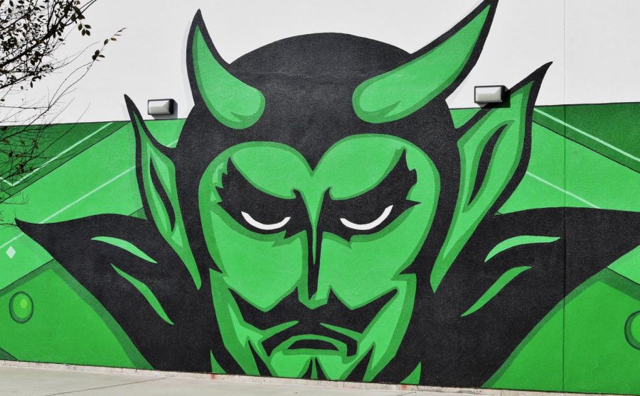 Green Devil mural found on the new cafeteria building.