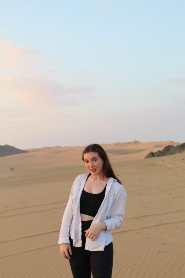 Olivia Moore in the Desert outside of Jeddah, Saudi Arabia.