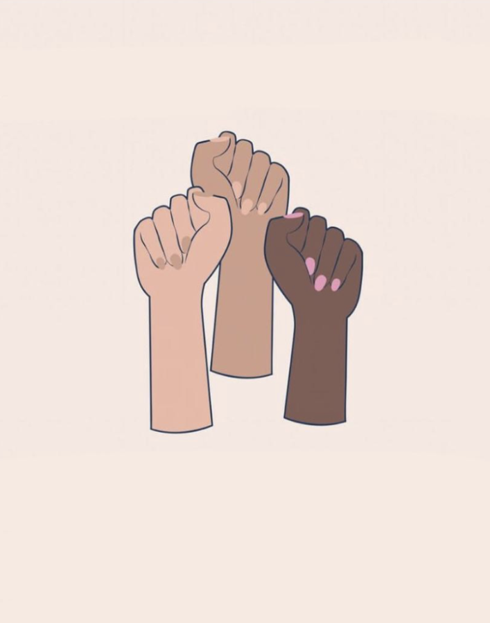 Drawing of womens hands to show solidarity