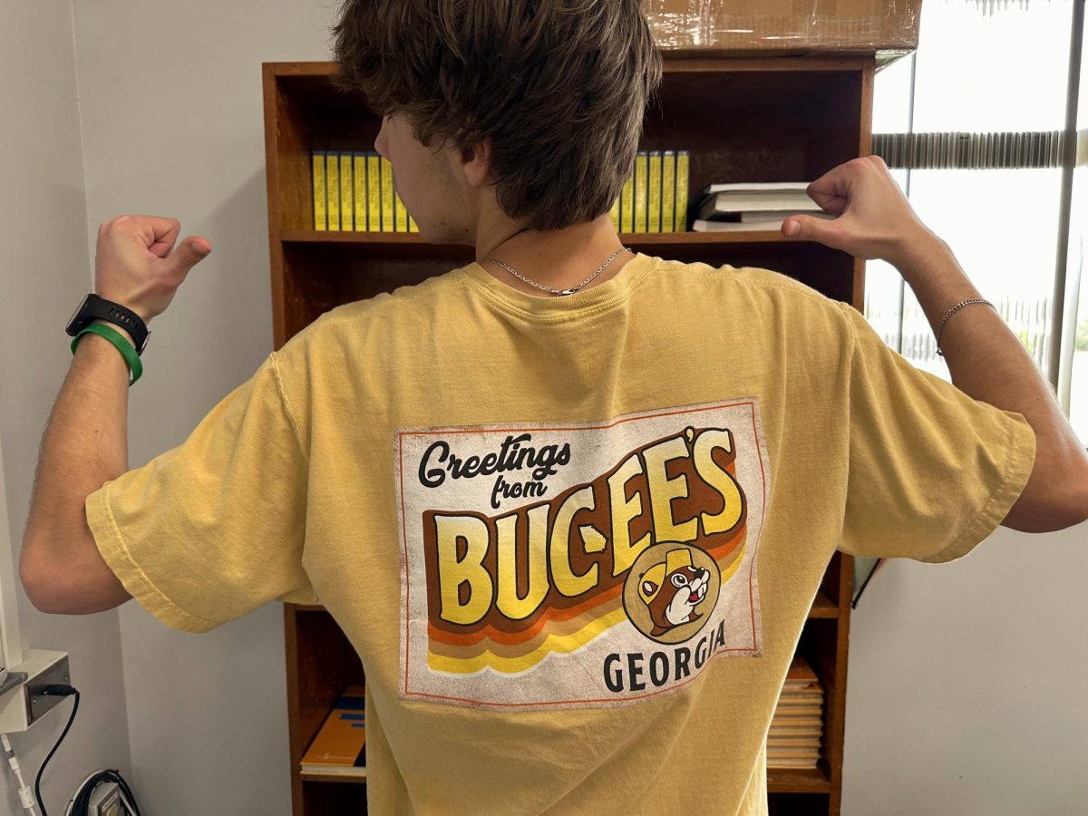 A student sporting some iconic Buc-ees merchandise!