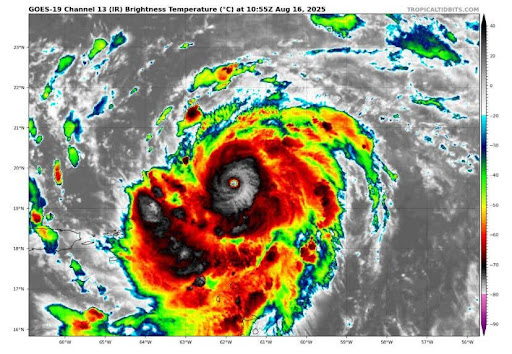 Our only hurricane of the season so far Hurricane Erin as a category 5 at peak strength on August 16th