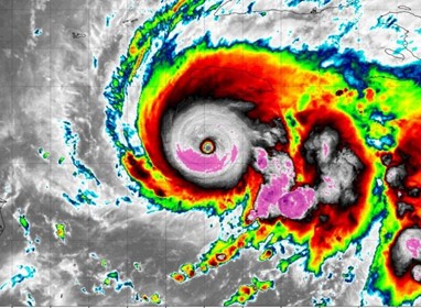 Hurricane Mellisa as a still strengthening Cat 5 as if begins the turn towards Jamaica on October 27th